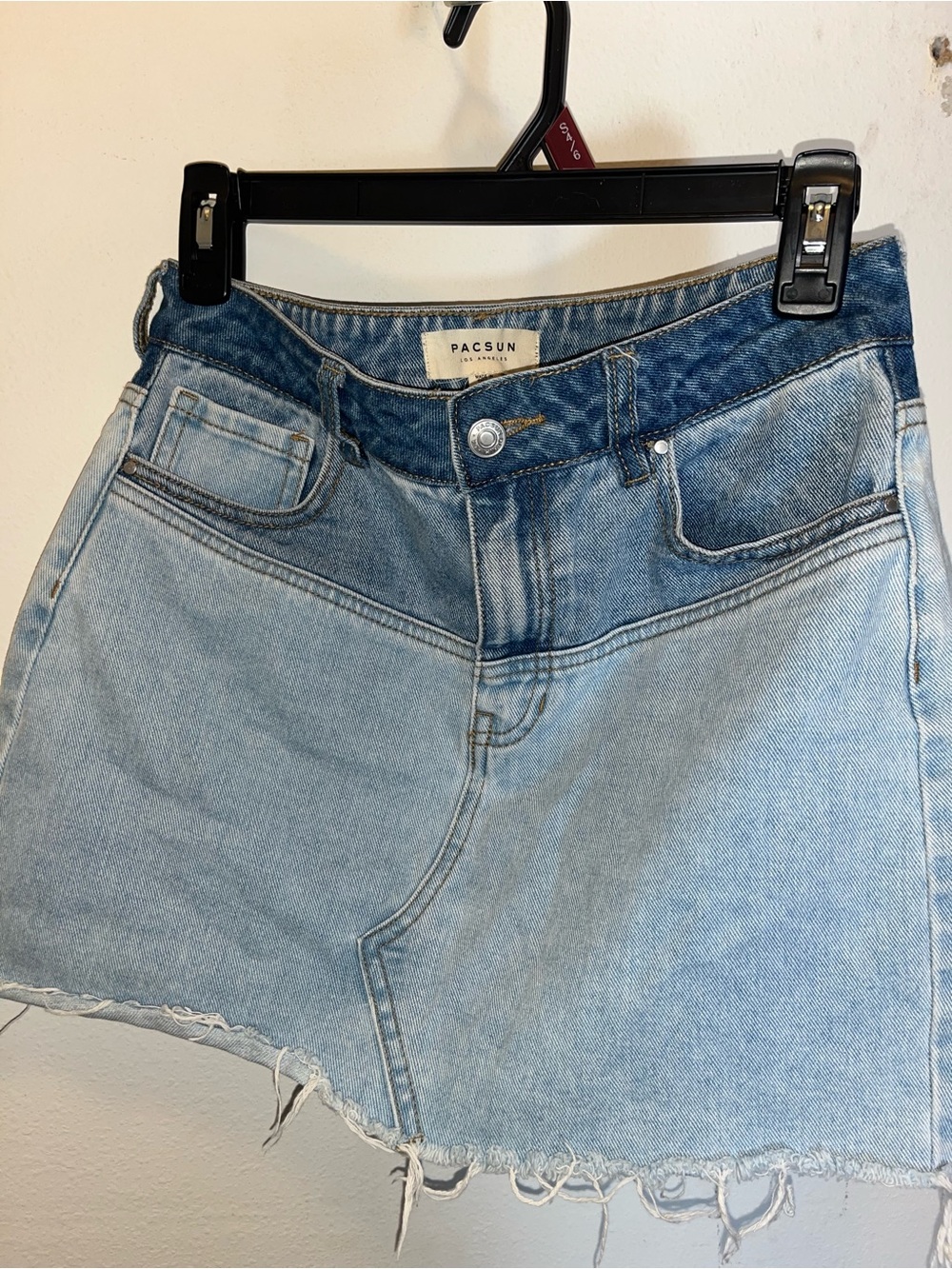 PacSun Two-Tone Light & Dark Blue Denim Mini Skirt